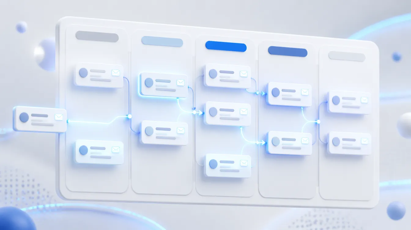 E-Mail-Workflow auf einem Kanban-Board